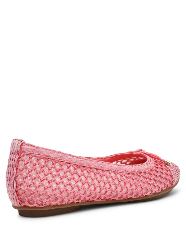 Anne Klein Luci Mesh Ballet Flat Pink Raffia