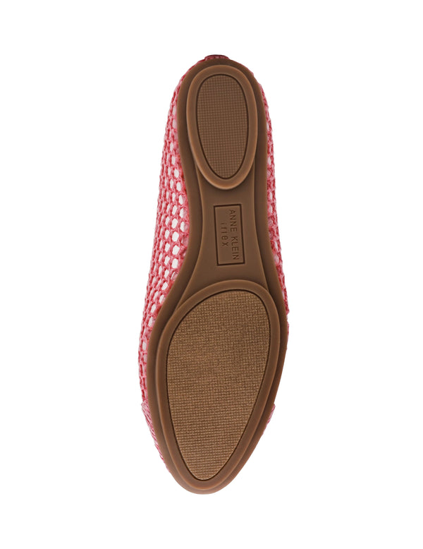 Anne Klein Luci Mesh Ballet Flat Pink Raffia