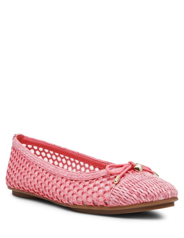 anne klein Luci Mesh Ballet Flat Pink Raffia