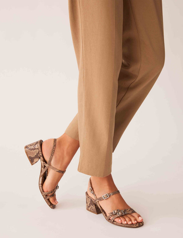 anne klein Mackenzie Block Heel SNAKE TAUPE