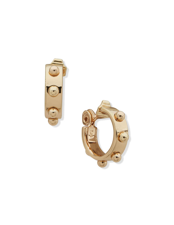 anne klein Metal Beaded Clip Hoop