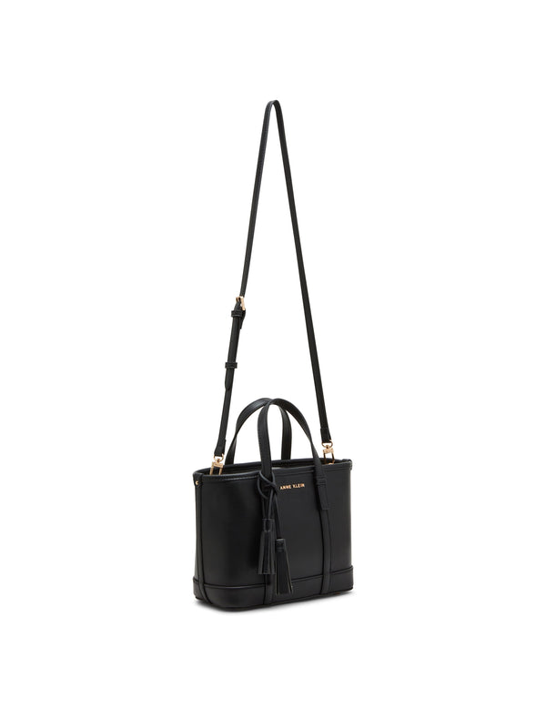 Anne Klein Mini Tote With Pouch And Tassel Black