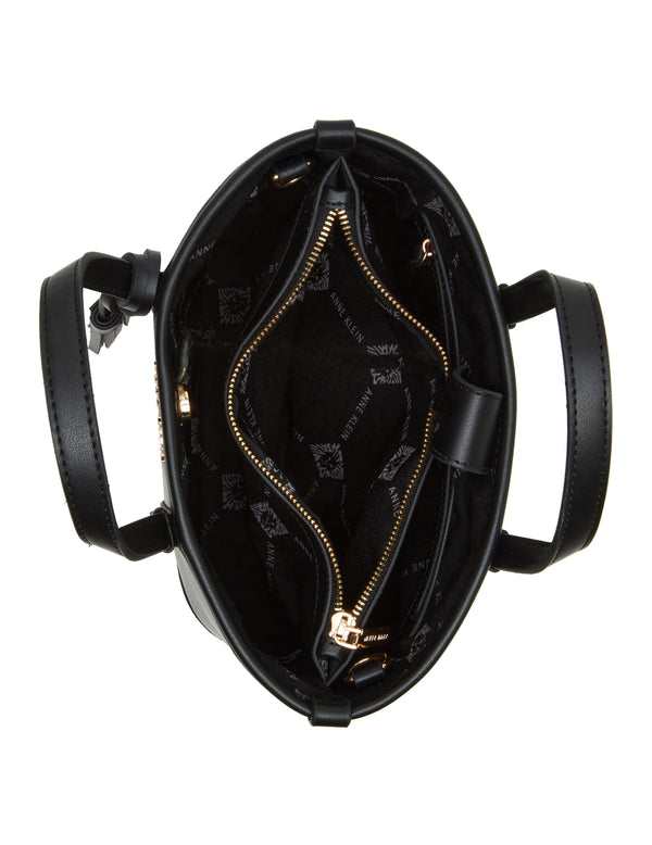 Anne Klein Mini Tote With Pouch And Tassel Black