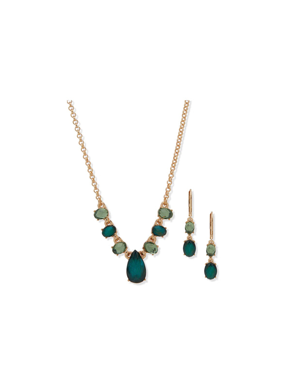 Anne Klein Multi Faceted Station Necklace Set