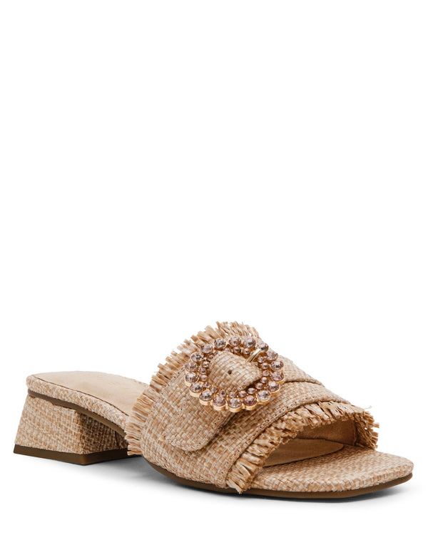 Anne Klein Nahla Crystal Sandal Natural Raffia