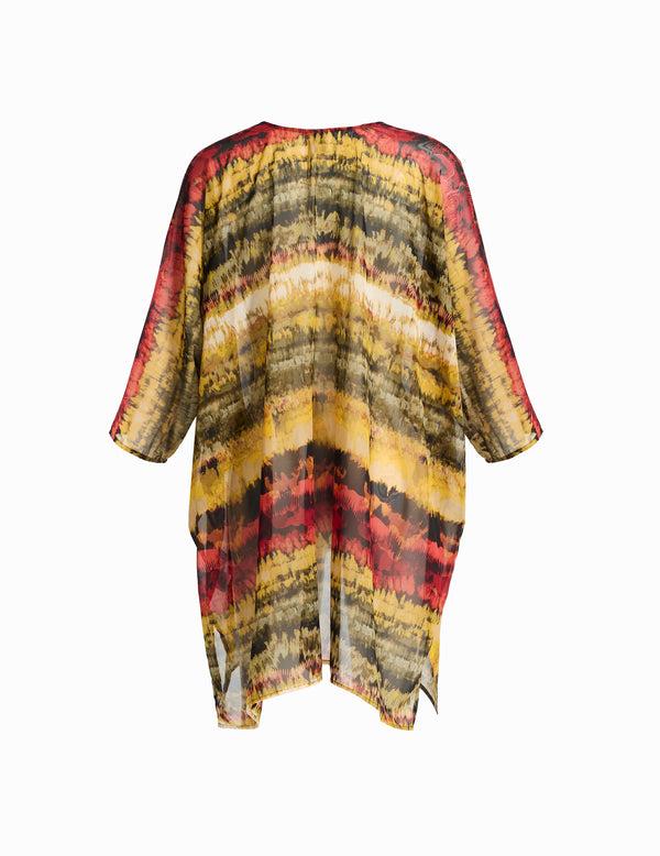 Anne Klein Open Front Ruana Scarf Olive Palm Multi