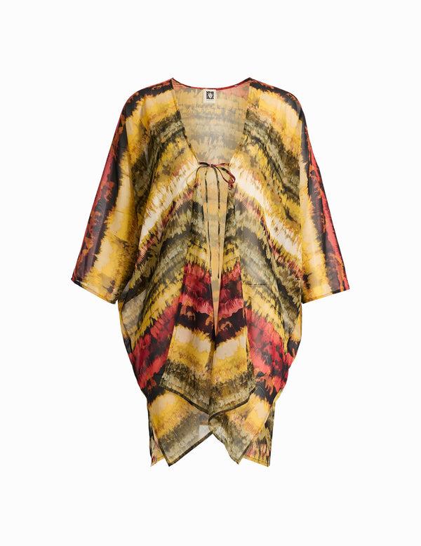 anne klein Open Front Ruana Scarf Olive Palm Multi