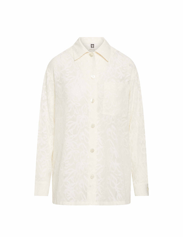 Anne Klein Oxford Floral Shirt- Sale Anne White