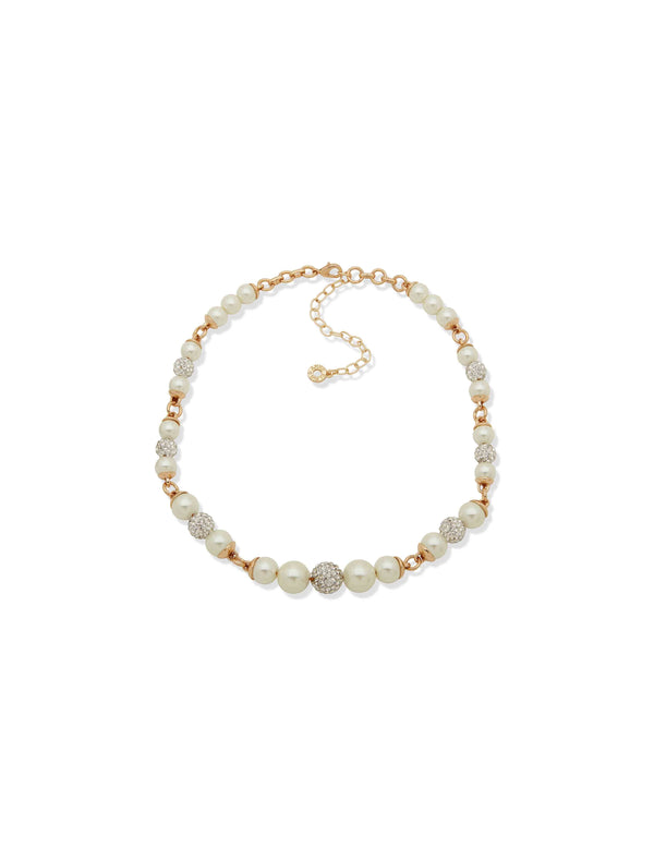 anne klein Pearl & Fireball Necklace