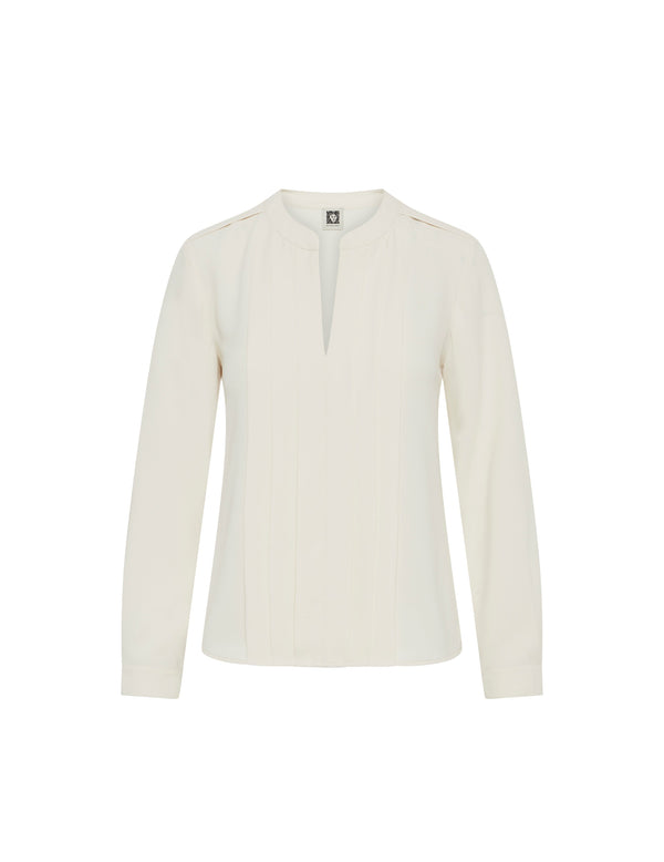 Anne Klein Pleat Front Blouse- Sale Anne White