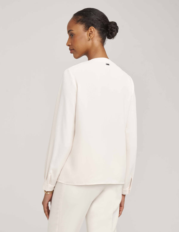 Anne Klein Pleat Front Blouse- Sale Anne White