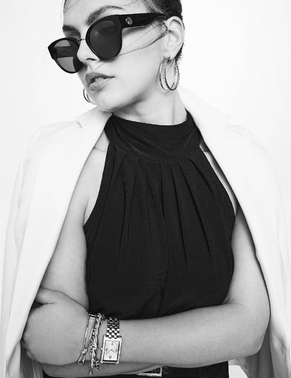 anne klein Pleat Neck Halter Top- Sale Anne Black