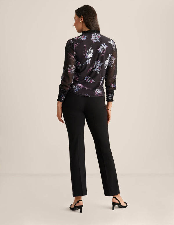 Anne Klein Pleated Chiffon Blouse Anne Black Multi
