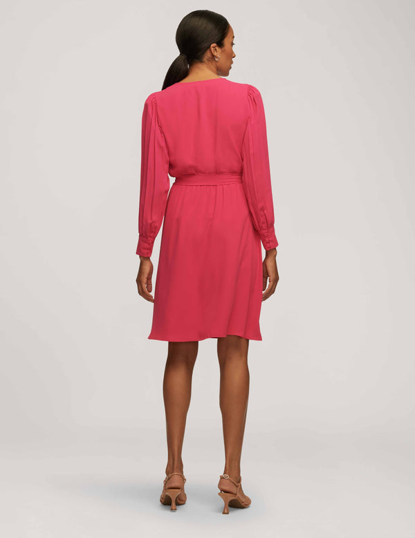 Anne Klein Pleated Sleeve Dress- Sale Amaranth