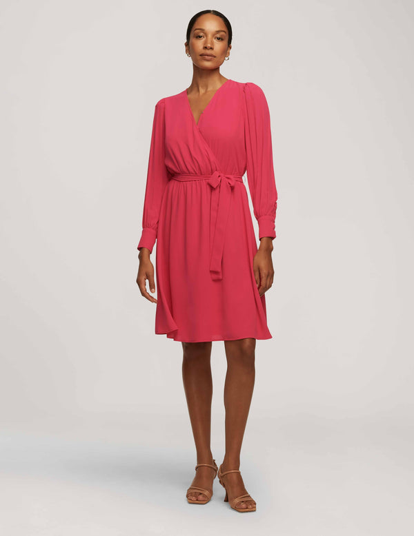 anne klein Pleated Sleeve Dress- Sale Amaranth