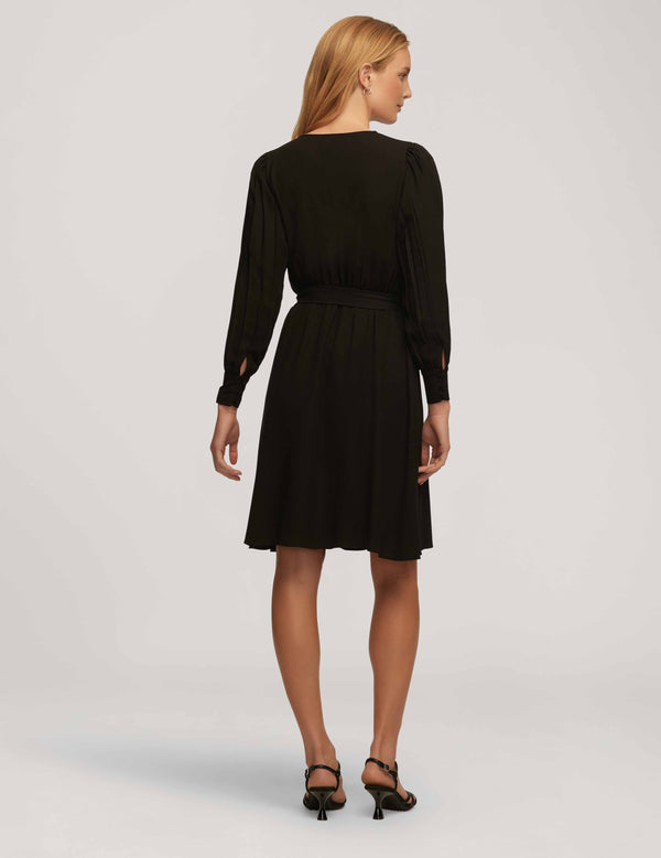 Anne Klein Pleated Sleeve Dress- Sale Anne Black