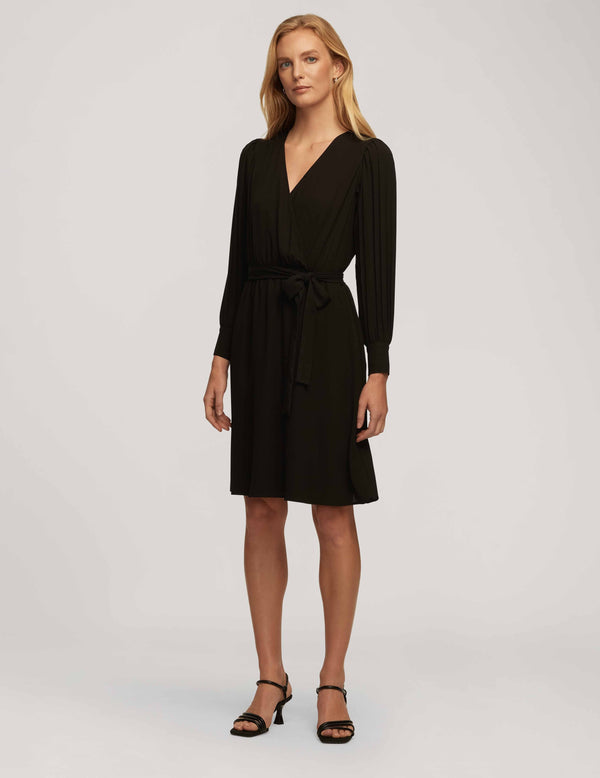 Anne Klein Pleated Sleeve Dress- Sale Anne Black
