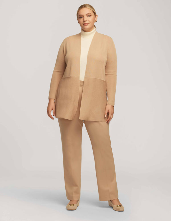 anne klein Plus Size Monterey Cardigan Latte