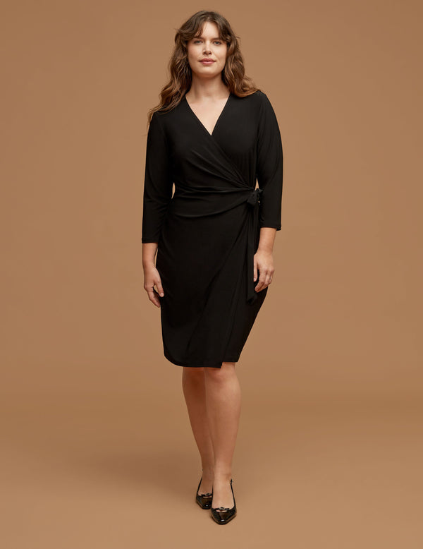 anne klein Plus Size Wrap Dress Anne Black