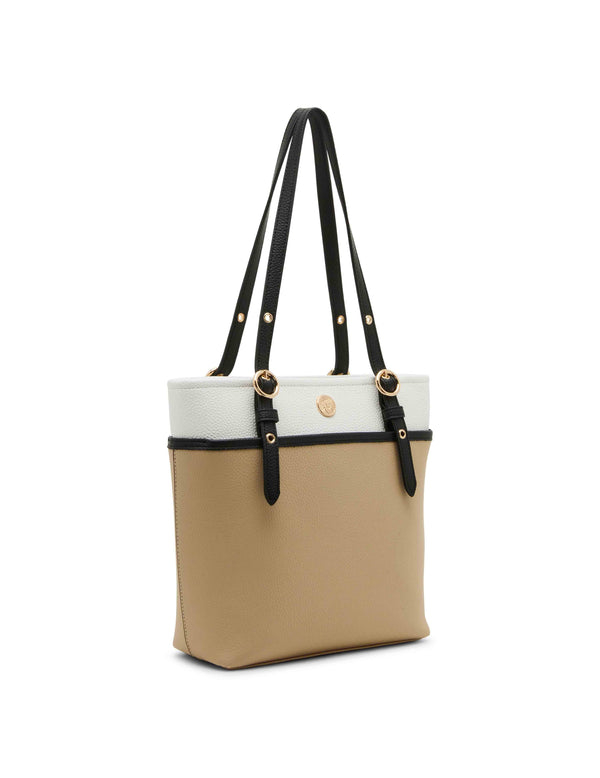 Anne Klein Pocket Tote Anne White- Sesame- Black