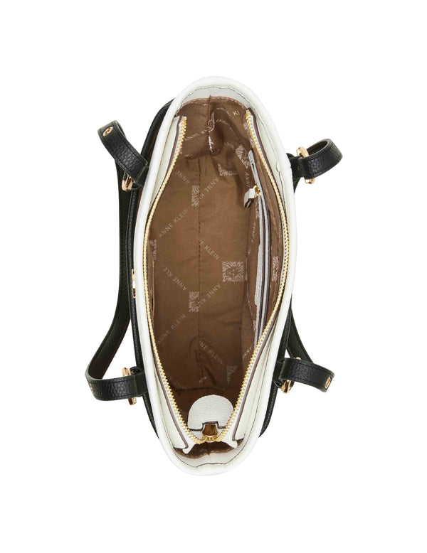 Anne Klein Pocket Tote Anne White- Sesame- Black