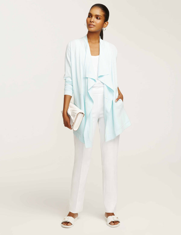 Anne Klein Pocket Wrap Cardigan- Sale Ocean Sky