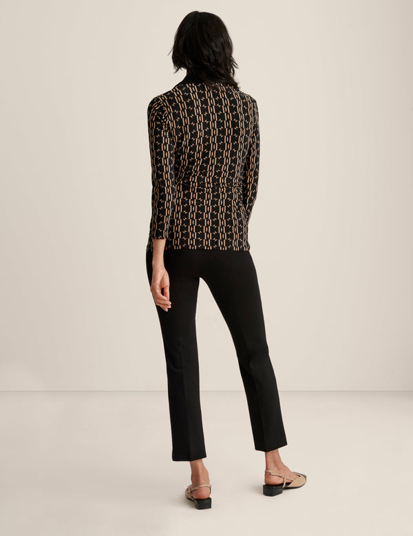 Anne Klein Printed Ity Wrap Top Anne Blk/Lt Coffee