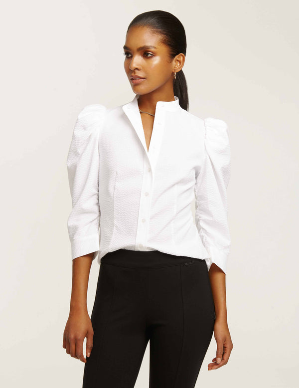 Anne Klein Puff Sleeve Button Down- Sale White