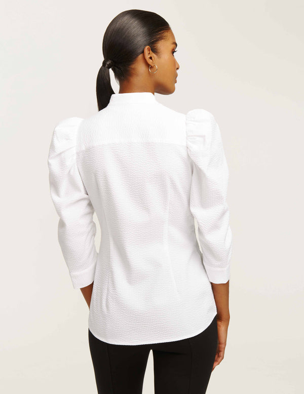 Anne Klein Puff Sleeve Button Down- Sale White