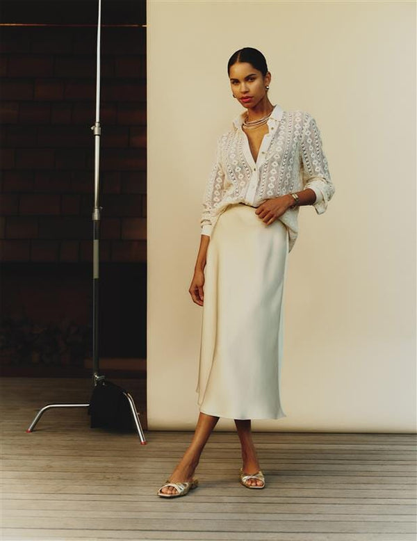 anne klein Pull On Bias Flared Skirt Lt Parchment