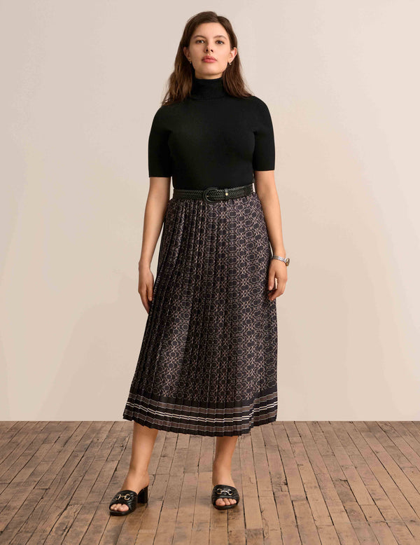Anne Klein Pull On Pleated Skirt Anne Black Multi