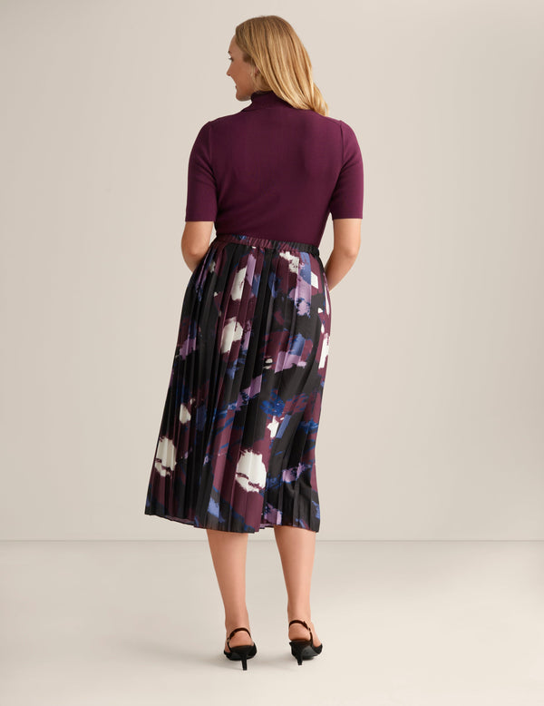 Anne Klein Pull On Pleated Skirt Deep Plum Multi