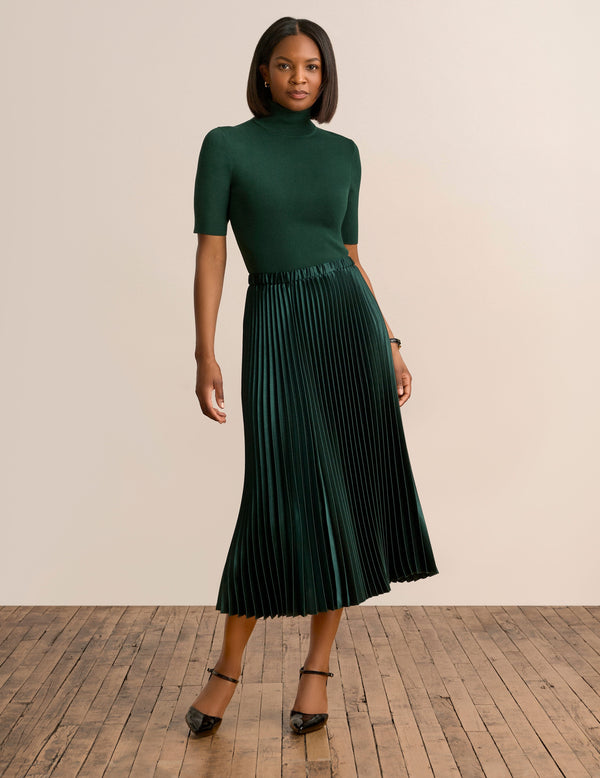 anne klein Pull On Pleated Skirt- Sale Pine Forest