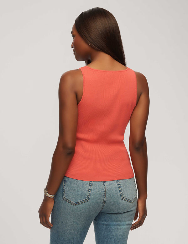 Anne Klein Rib Tank With Directional Neck Red Pear