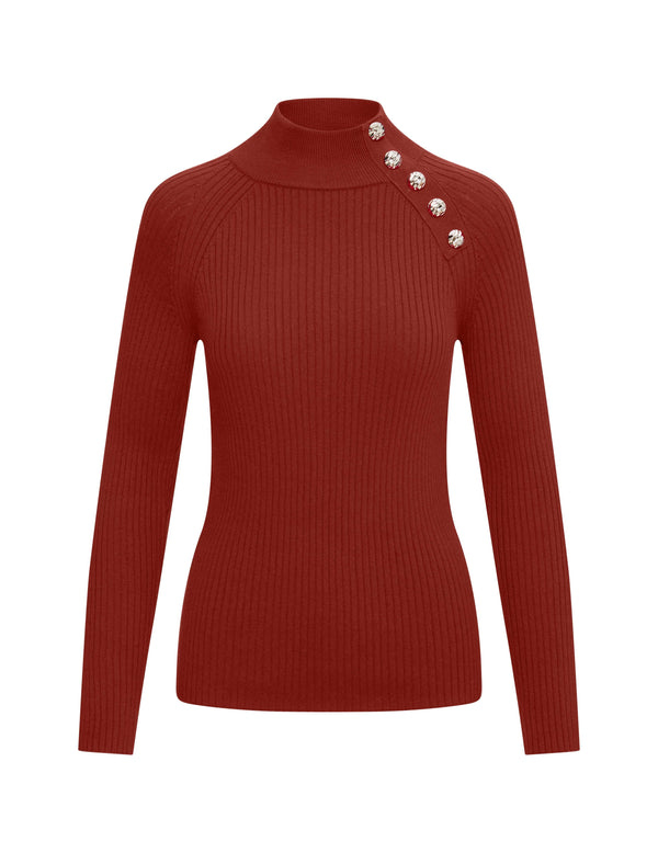 Anne Klein Ribbed Raglan Pullover- Sale Titian Red