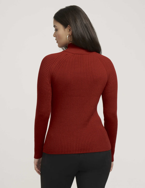 Anne Klein Ribbed Raglan Pullover- Sale Titian Red