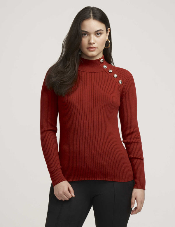 anne klein Ribbed Raglan Pullover- Sale Titian Red