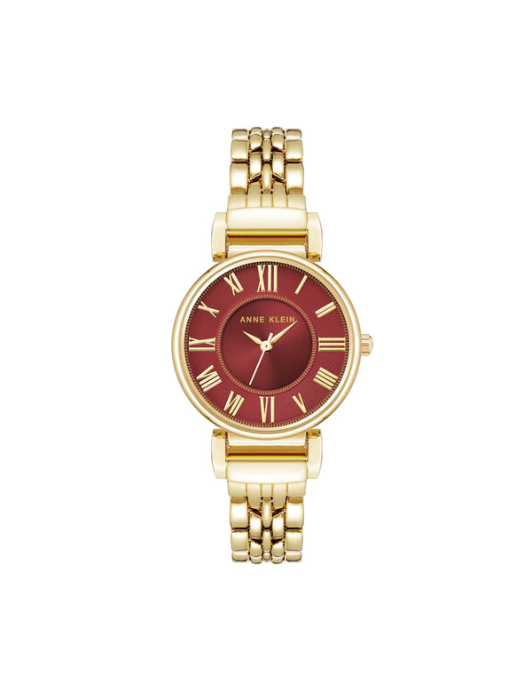 anne klein Roman Numeral Dial Watch Red/Gold-Tone