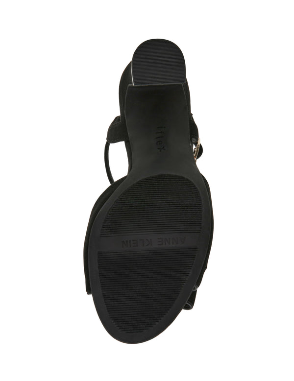Anne Klein Rosy Dress Sandal Black Microsuede