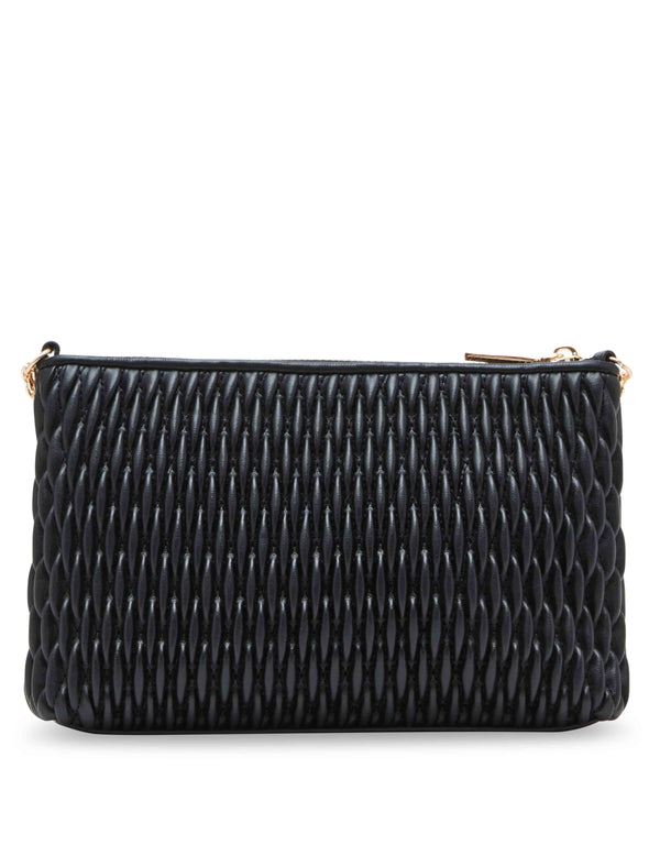 Anne Klein Ruched Crossbody With Chain Swag Black