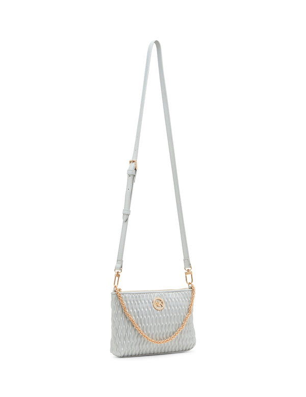Anne Klein Ruched Crossbody With Chain Swag Silver