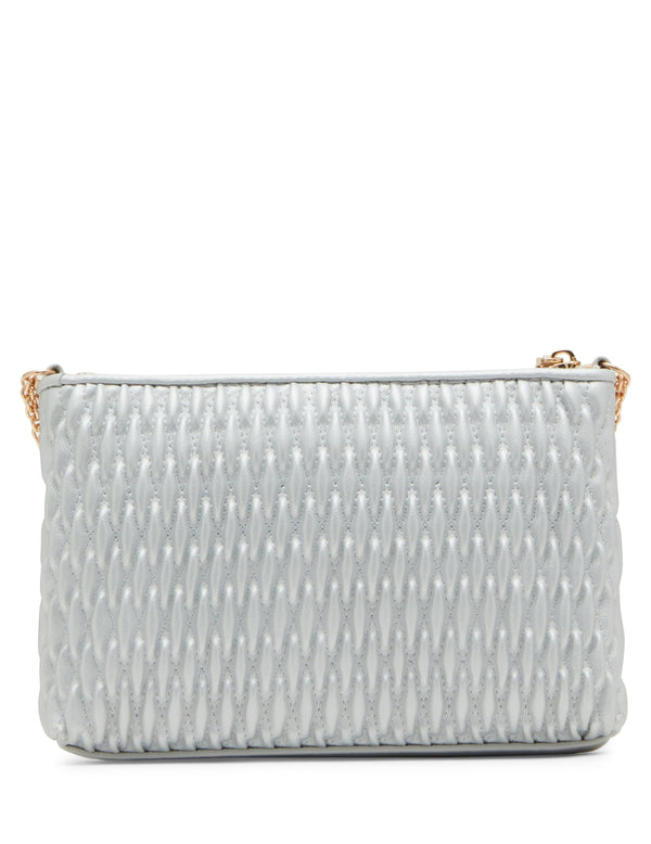 Anne Klein Ruched Crossbody With Chain Swag Silver