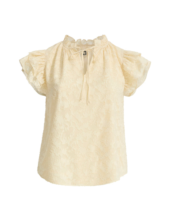 anne klein Ruffle Sleeve Tie Blouse Lt Parchment