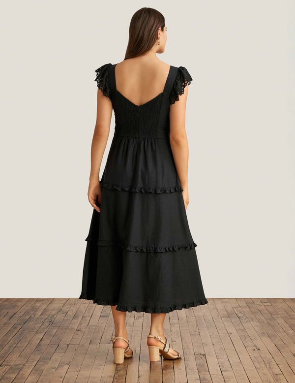 Anne Klein Ruffled Tier Midi Dress Anne Black