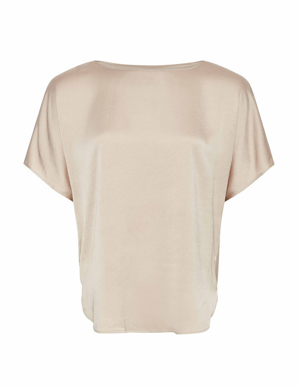 Anne Klein Satin Bateau Blouse- Sale Latte