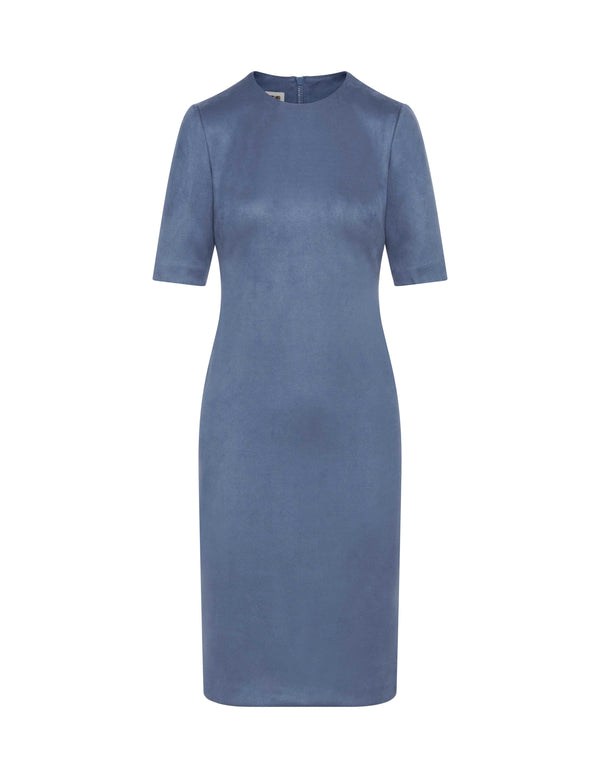 Anne Klein Scuba Suede Sheath Dress- Sale Blue Jay