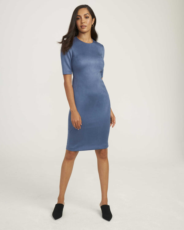 anne klein Scuba Suede Sheath Dress- Sale Blue Jay
