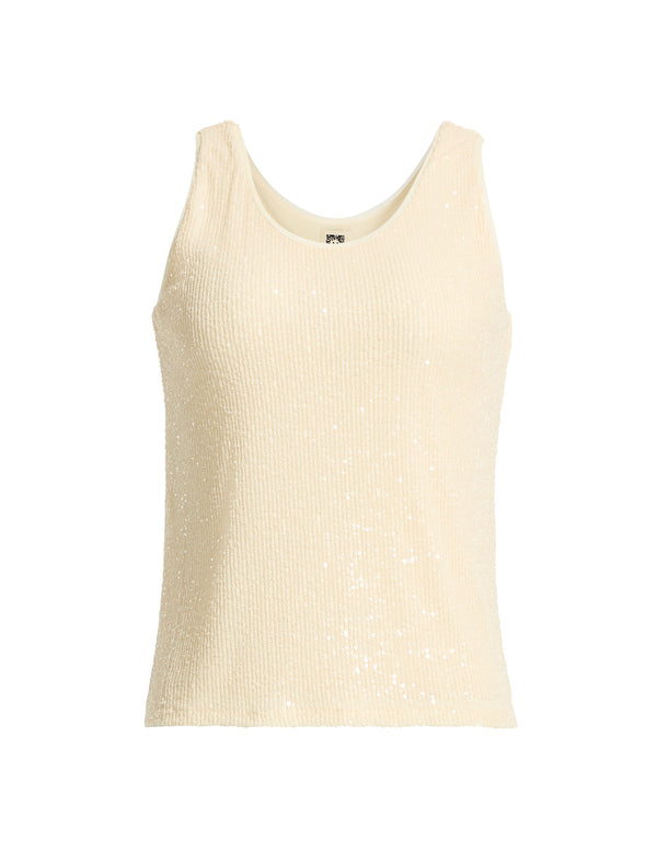 Anne Klein Sequin Mesh V-Neck Tank Tropical Green