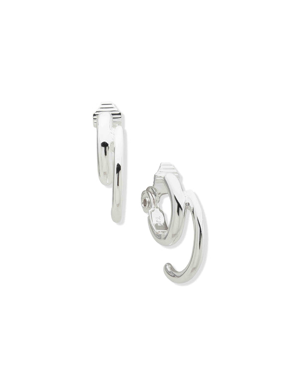 anne klein Silver Double Row Hoop Earring