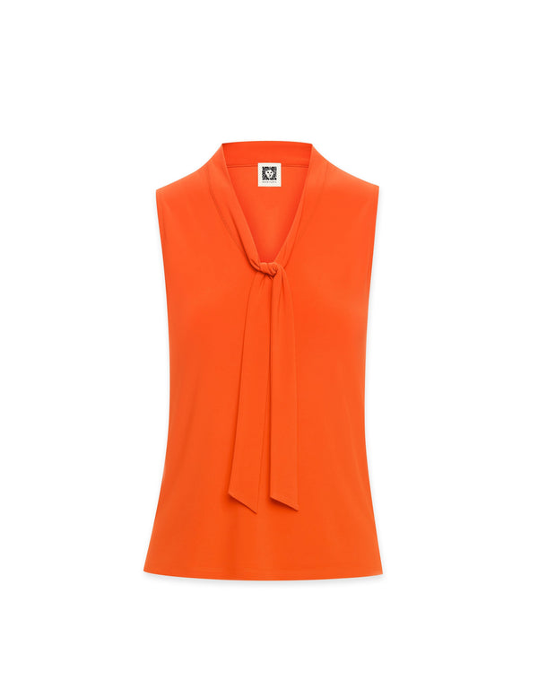 Anne Klein Sleeveless Tie Front Blouse- Sale Poppy